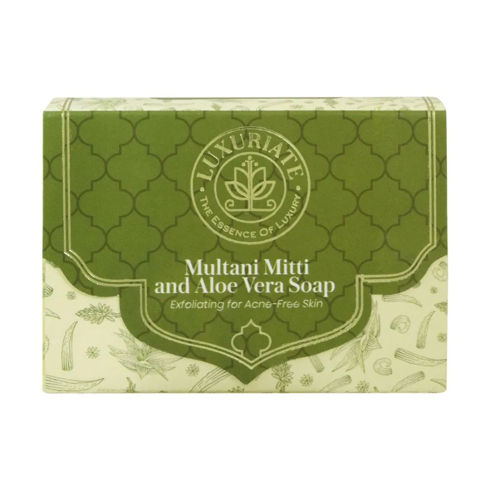 LUXURIATE Multani Mitti and Aloe Vera Soap Exfoliating for Acne-Free Skin