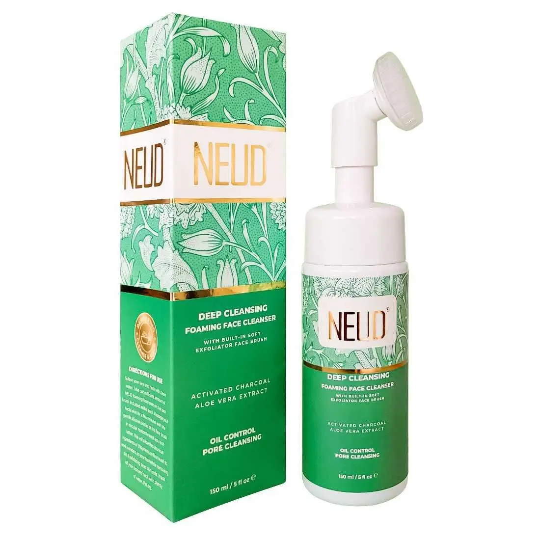 NEUD Deep Cleansing Foaming Face Cleanser With Activated Charcoal and Aloe Vera - 1 Pack (150ml)