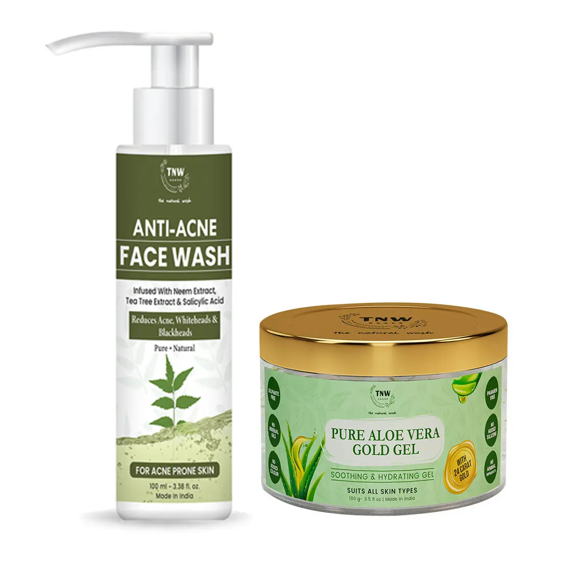 Combo of 2- Anti Acne Face Wash 100ml + Pure Aloe Vera Gold Gel 100gm