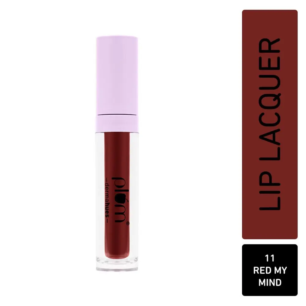 Plum Glassy Glaze Lip Lacquer | Glossy Finish | 3-in-1 Lipstick + Lip Balm + Gloss |11 Red My Mind