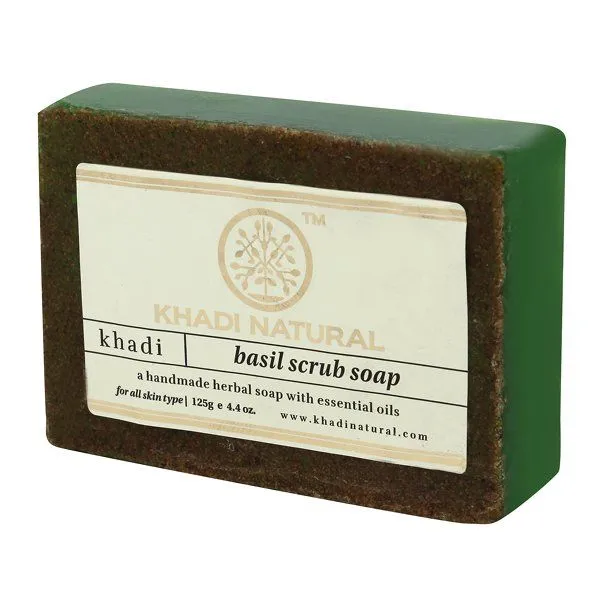 Khadi Natural Basil Scrub Soap