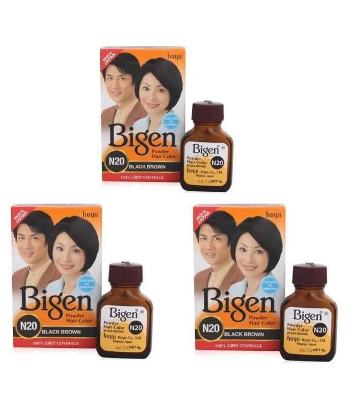 Bigen Powder Hair Color - Black Brown N20 (Pack of 3)