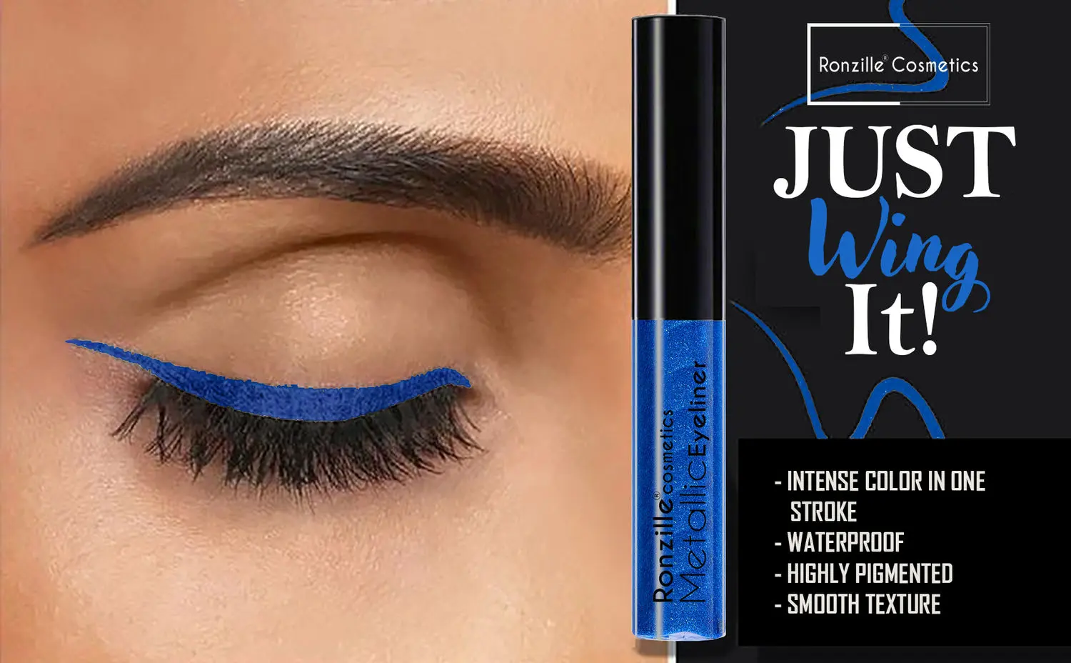 Ronzille Blue shimmer Metallic Glitter Eyeliner