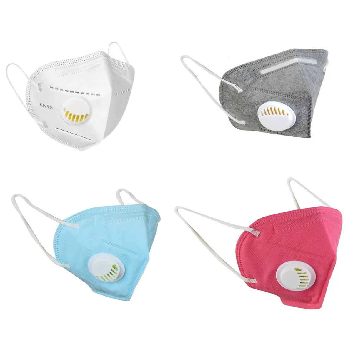 Fabula Pack Of 4 Anti-pollution Reusable 5-layer Mask Color: White,blue,grey,pink