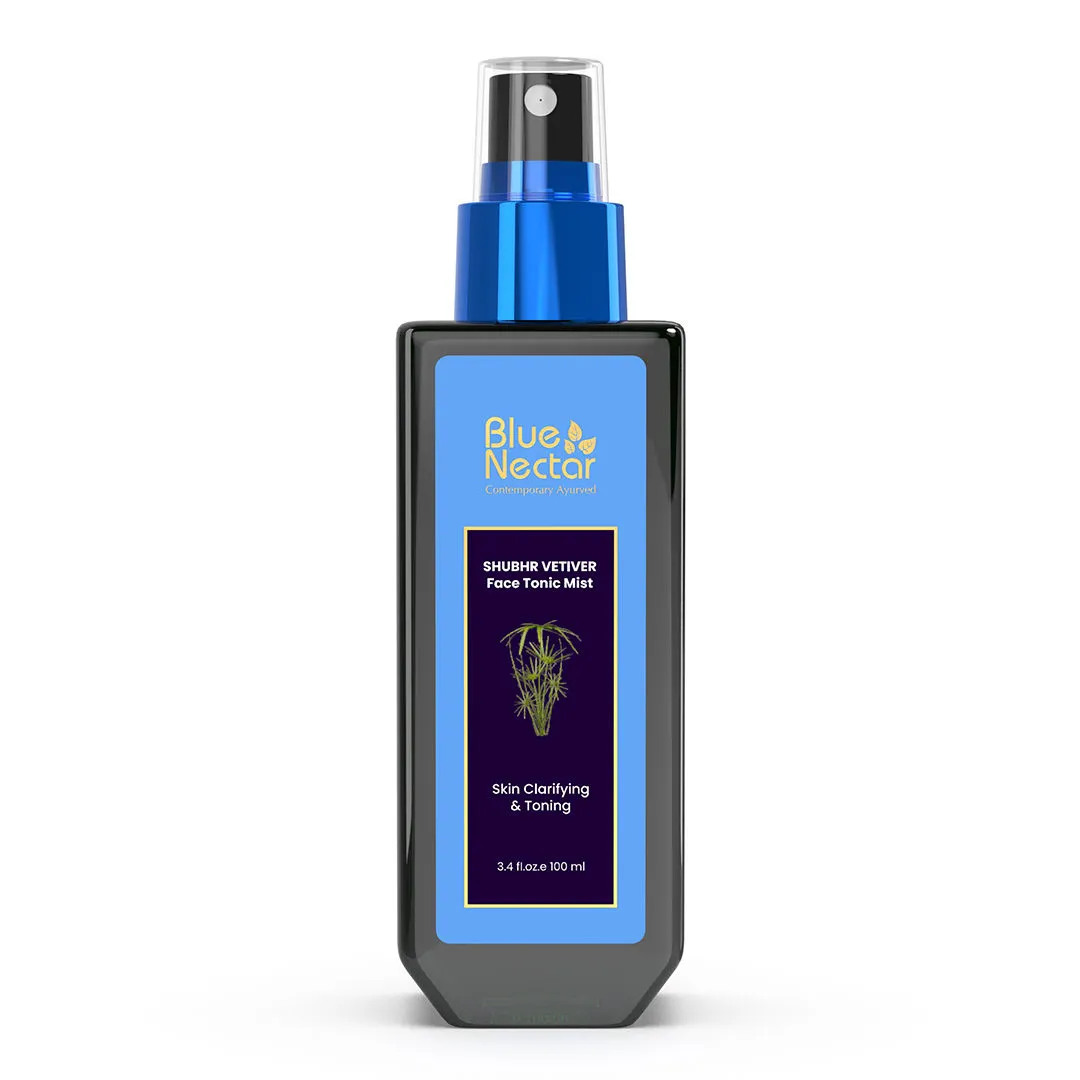 Blue Nectar Shubhr Steam Distilled Vetiver Toner Water & Cooling Calming Face Tonic Mist, Alcohol Free