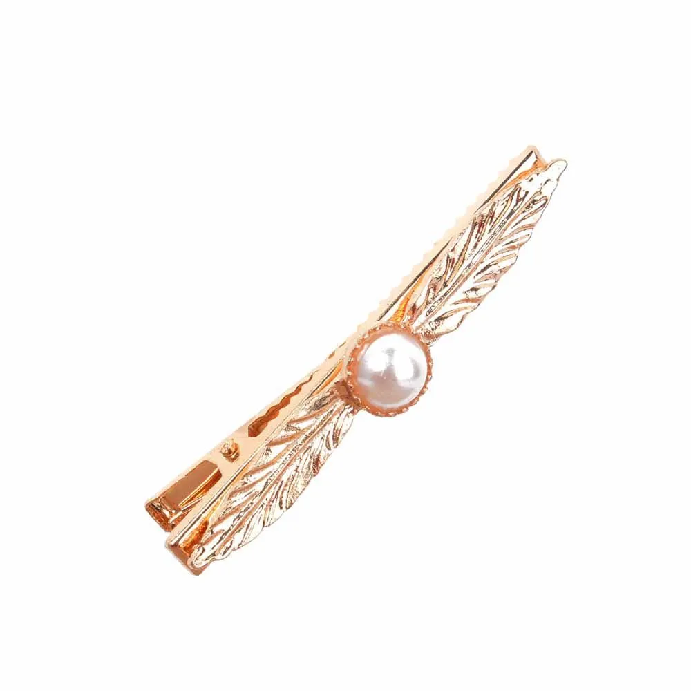 Ferosh Gold Pearl Feder Hair Pin