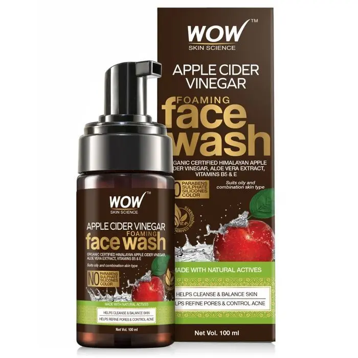 WOW Skin Science Organic Apple Cider Vinegar Foaming Face Wash With Pump (100 ml)