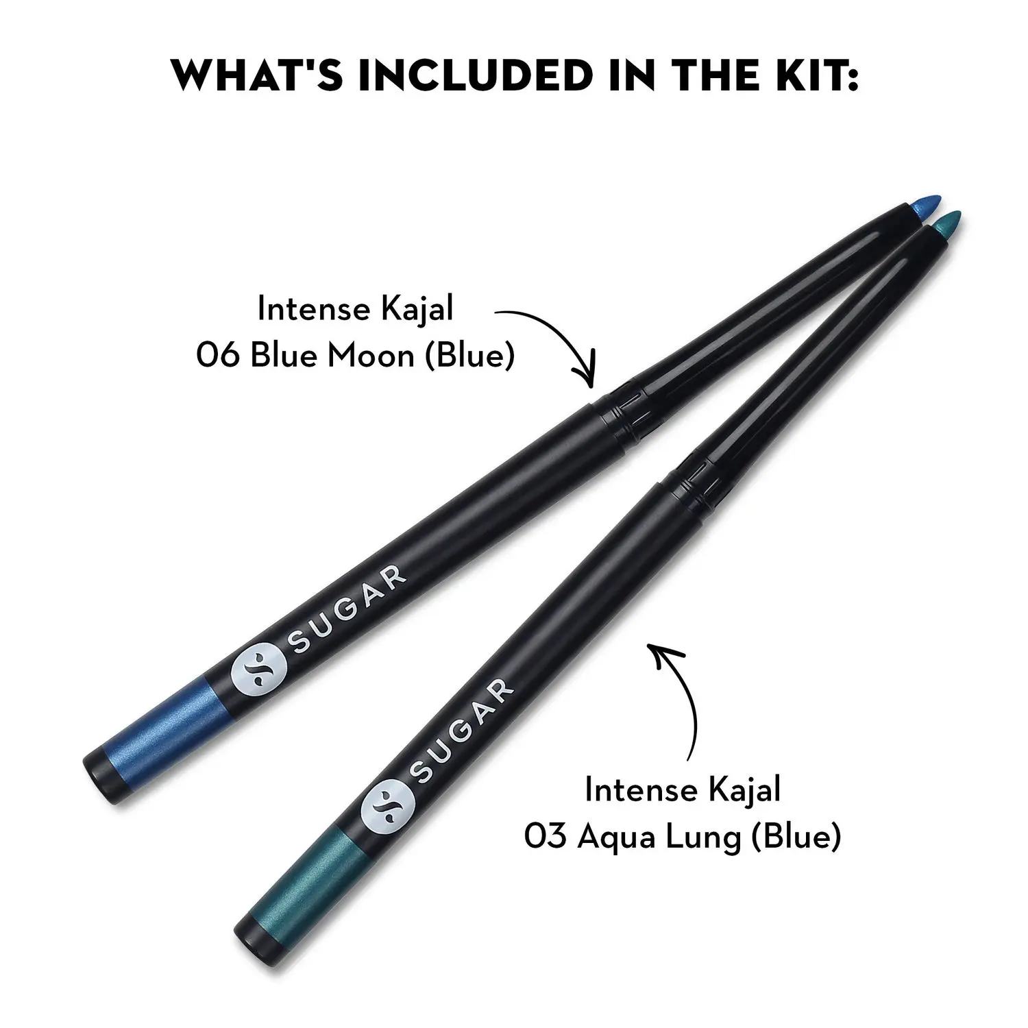 SUGAR Cosmetics Kohl Of Honour - Intense Kajal - 06 Blue Moon (Blue Kajal) & 03 Aqua Lung (Blue Kajal)