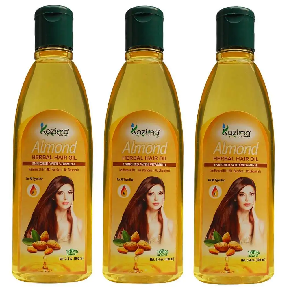 Kazima Almond Herbal Hair Oil,  100 ml  All Hair Type (Pack of 3)