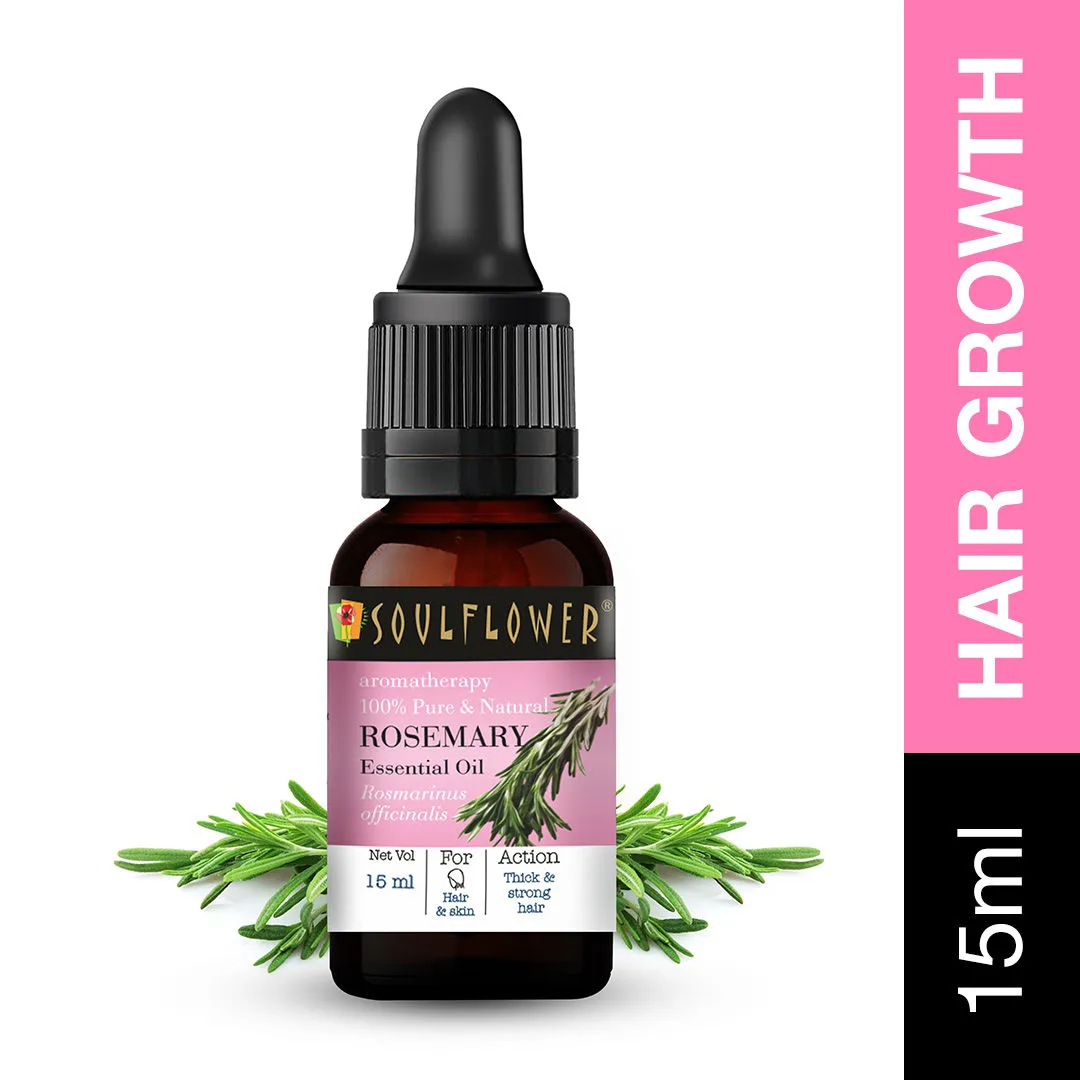 Soulflower Rosemary Essential Oil 100% Pure and Natural for Moisturising Skin, Hair Nourishment