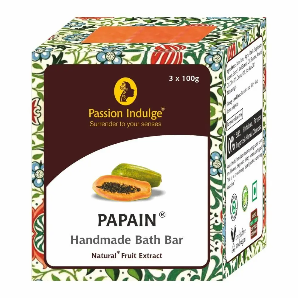 Passion Indulge PAPAIN Handmade Bath Bar Soap - 100GM Each ( PACK OF 3 )