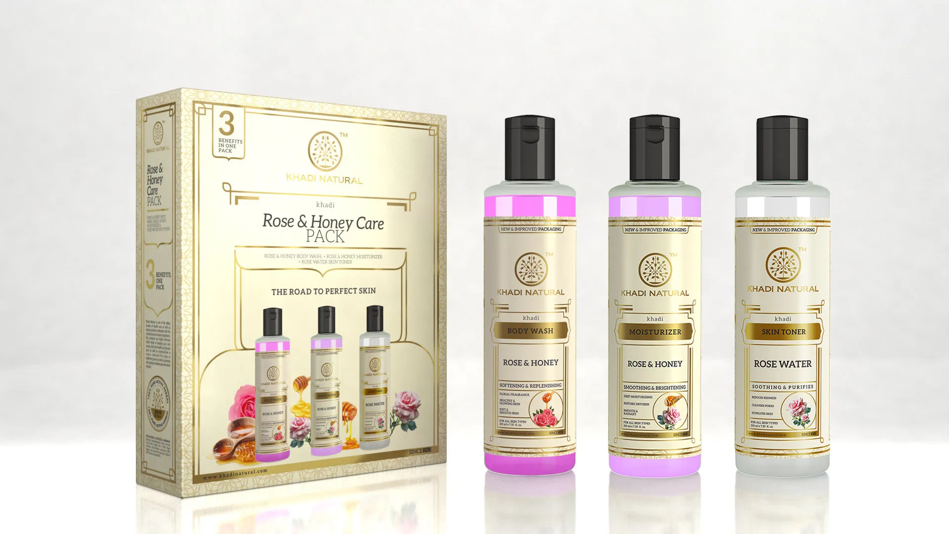 Khadi Natural Rose & Honey Care Pack