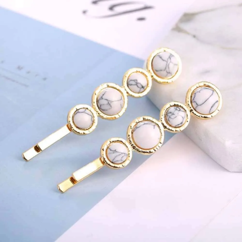 Ferosh Misty White Stone Golden Hair Pin