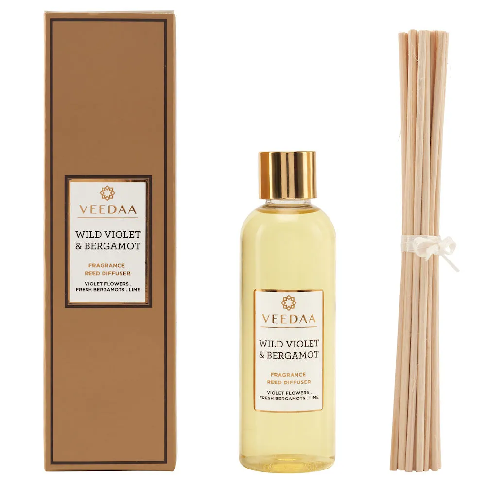 Veedaa Candles Wild Violet & Bergamot Diffuser Oil Refill & Reeds Set