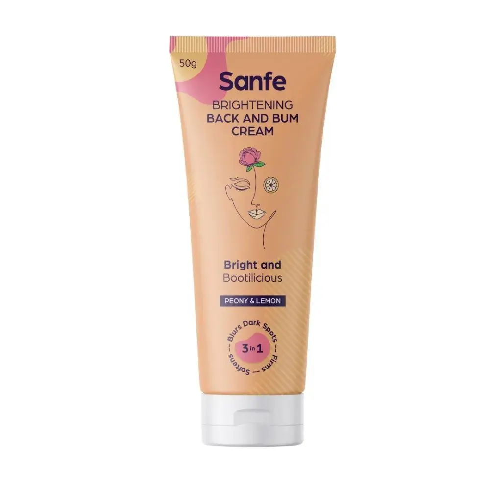 Sanfe Brightening Back & Bum Cream 50g -For Uneven Dark & Patchy Bum & Back |Lemon Extract Vitamin E