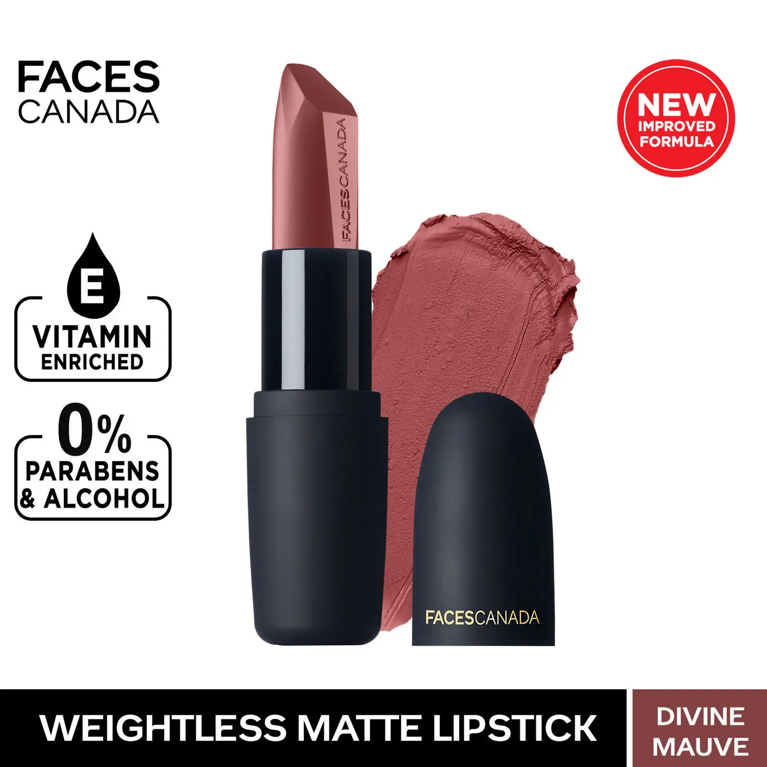 Faces Canada Weightless Matte Lipstick |Jojoba & Almond Oil IHighly pigmented | Smooth One Stroke Color | Keeps Lips Moisturized | Divine Mauve 4.5 gm