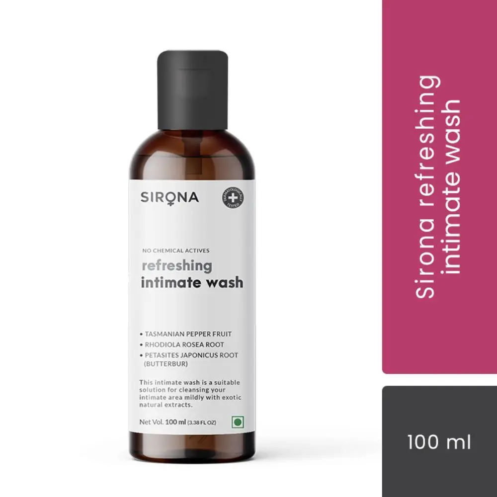 Sirona Natural  Refreshing Intimate Wash & No chemical Actives, Tasmanian Pepper Fruit. Golden Root. Butterbur- 100 ml