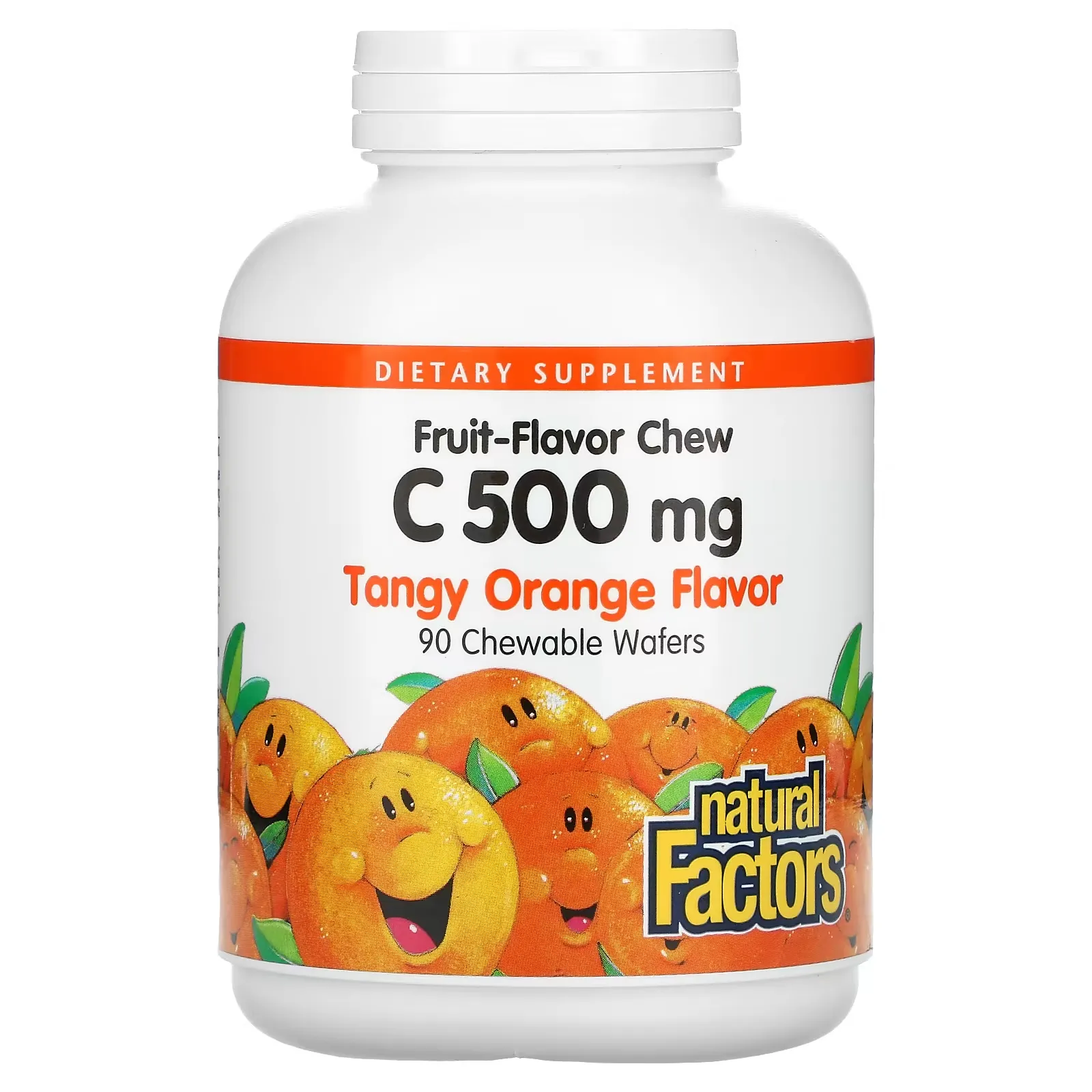 Fruit-Flavor Chew Vitamin C, Tangy Orange, 500 mg, 90 Chewable Wafers