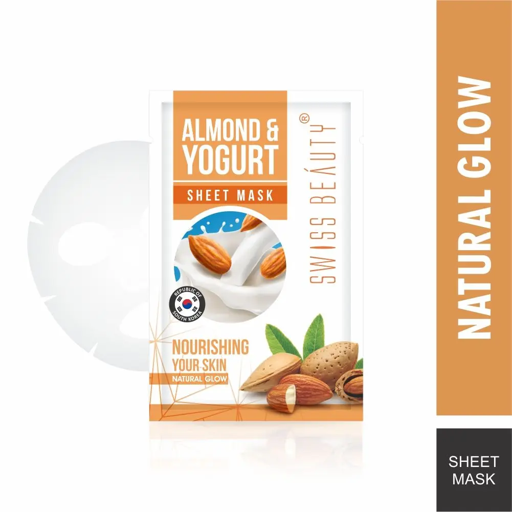 Swiss Beauty Natural Glowing Sheet Mask Almond+Yogurt (22 ml)