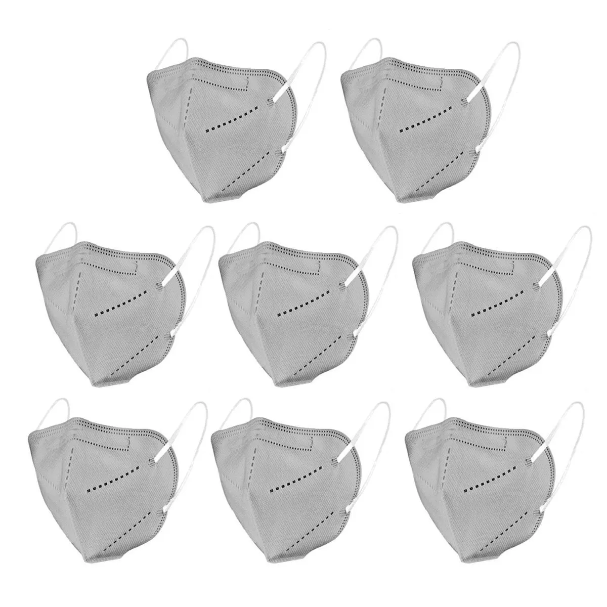 OOMPH Pack Of 8 Anti-pollution Reusable 5-layer Mask - Grey