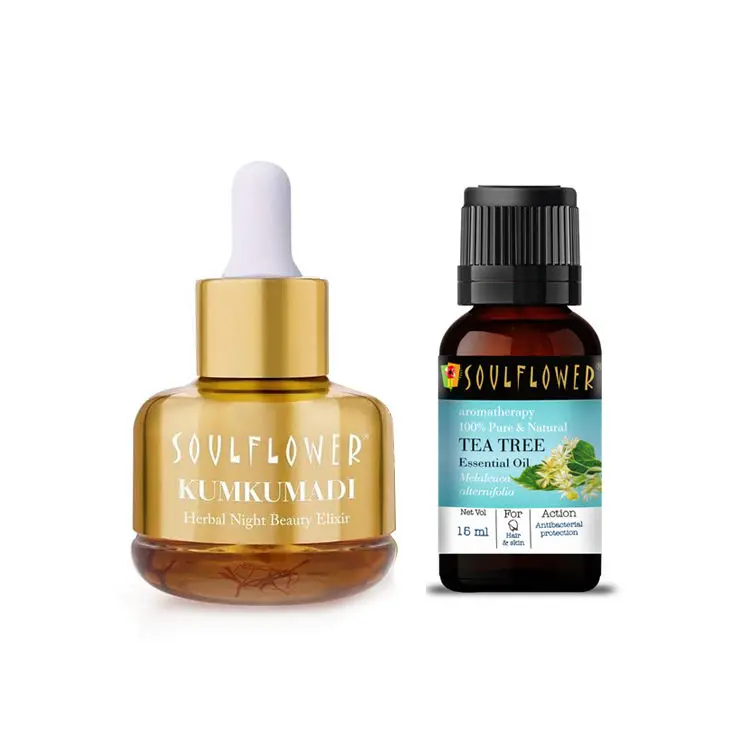 Soulflower Kumkumadi Elixir & Tea Tree Essential Oil Combo