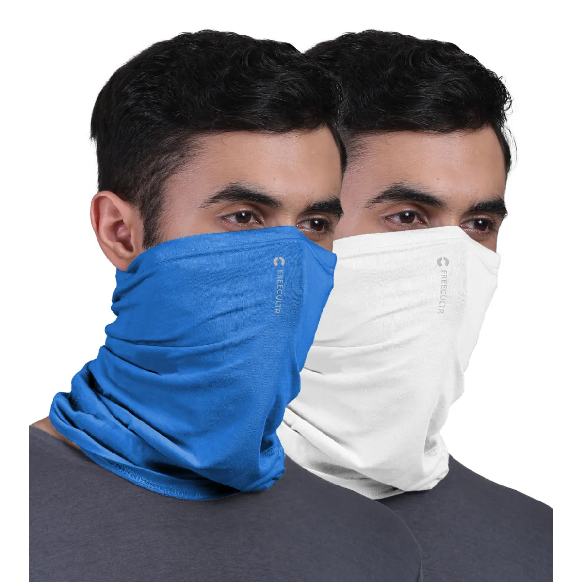 FREECULTR Unisex Plain Bamboo Bandana Anti Microbial Multipurpose Cloth Face Mask (pack Of 2)