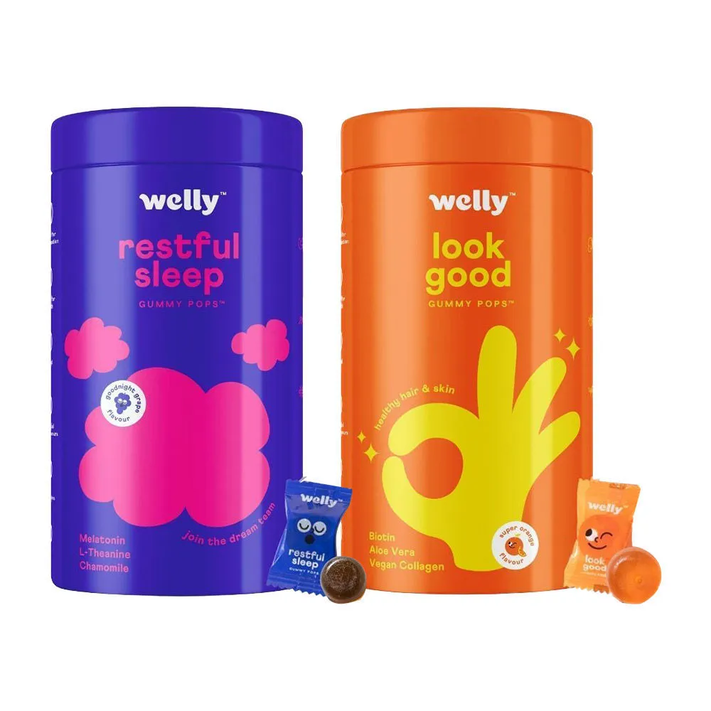 Welly Rest & Glow Pack With 2500mcg Biotin, Vegan Collagen & Melatonin For Beauty Sleep