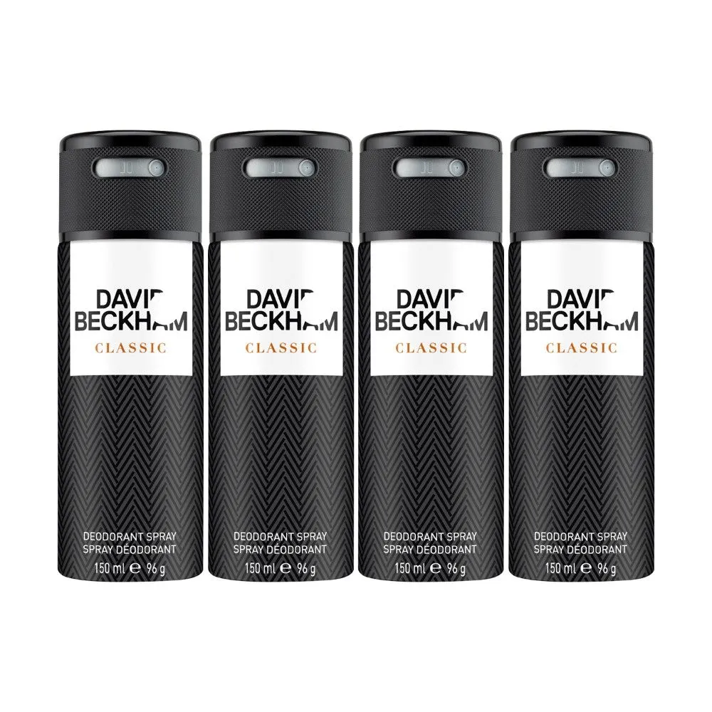 David Beckham Classic Deodorant Spray (Pack Of 4)