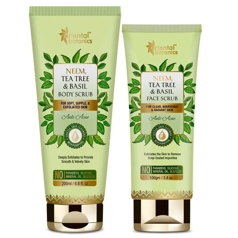 Oriental Botanics Neem, Tea Tree And Basil Anti Acne Body Scrub + Face Scrub