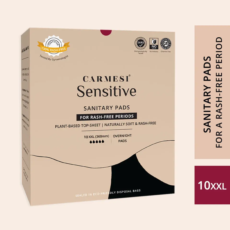 Carmesi Sensitive - Sanitary Pads for Rash-Free Periods (10 XXL)