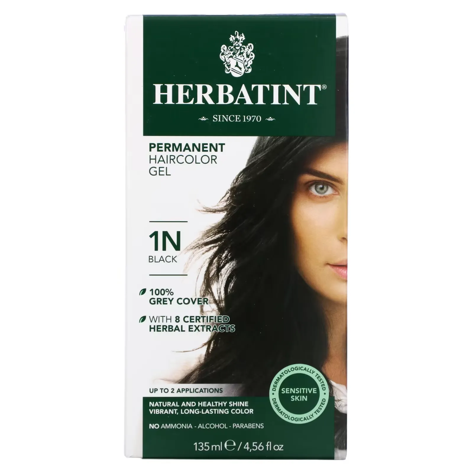 Permanent Haircolor Gel, 1N, Black, 4.56 fl oz (135 ml)