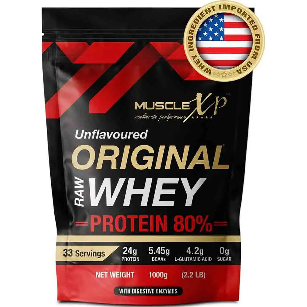 MuscleXP Original Raw Whey Protein with Digestive Enzymes,  2.2 lb  Unflavoured