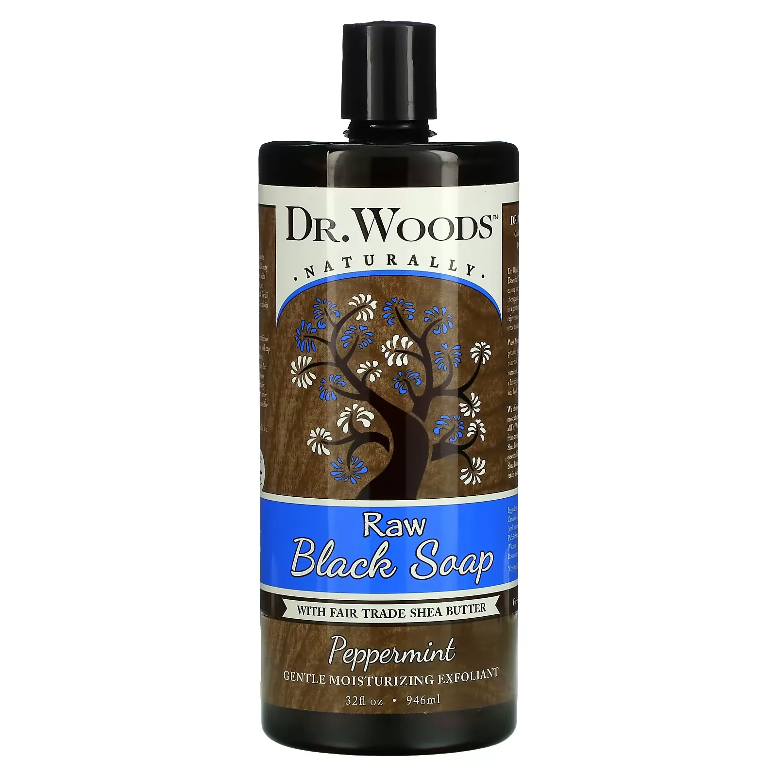 Raw Black Soap with Fair Trade Shea Butter, Peppermint, 32 fl oz (946 ml)