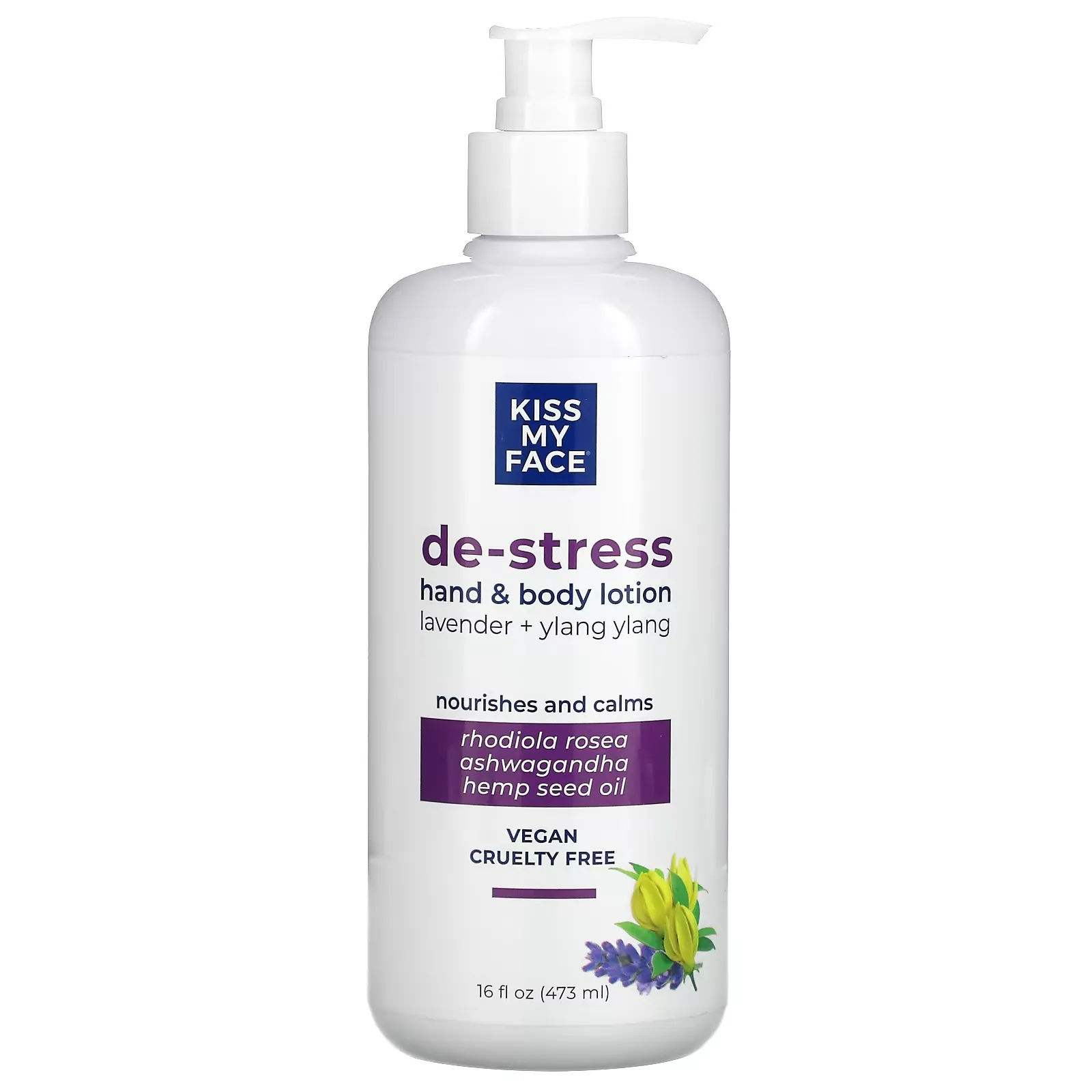 De-Stress Hand & Body Lotion, Lavender + Ylang Ylang, 16 fl oz (473 ml)