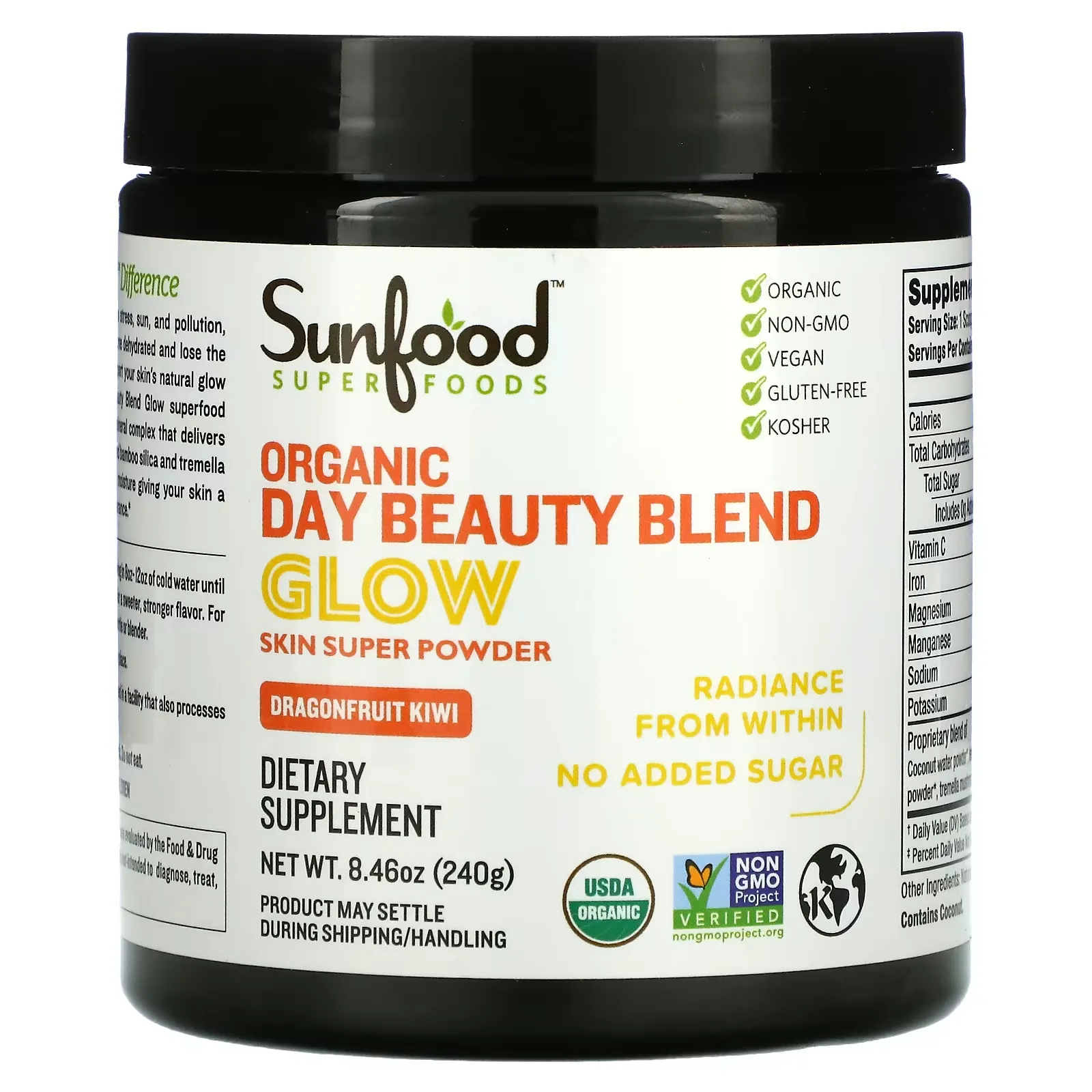 Organic Day Beauty Blend, Glow, Dragonfruit Kiwi, 8.46 oz (240 g)