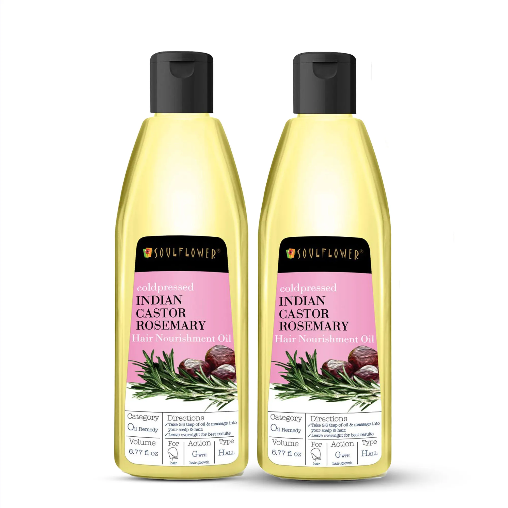 Soulflower Pure & Natural Rosemary Lavender Healthy Hair Oil-Pack of 2