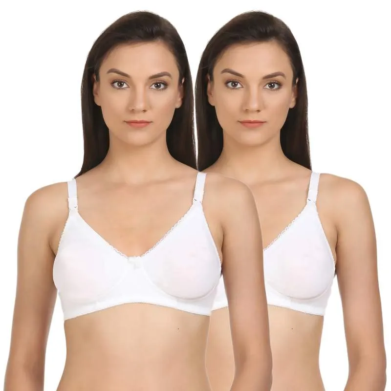 Bodycare Lightly Padded T-Shirt Bra In White Color (Pack of 2)