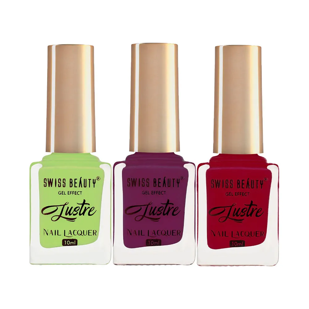 Swiss Beauty Gel Effect Lustre Nail Lacquer Pack Of 3