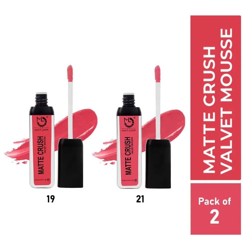 Matt look Matte Crush Velvet Mousse Lipstick, Rouge Pink & Deep Raspberry, PO2 (20ml)