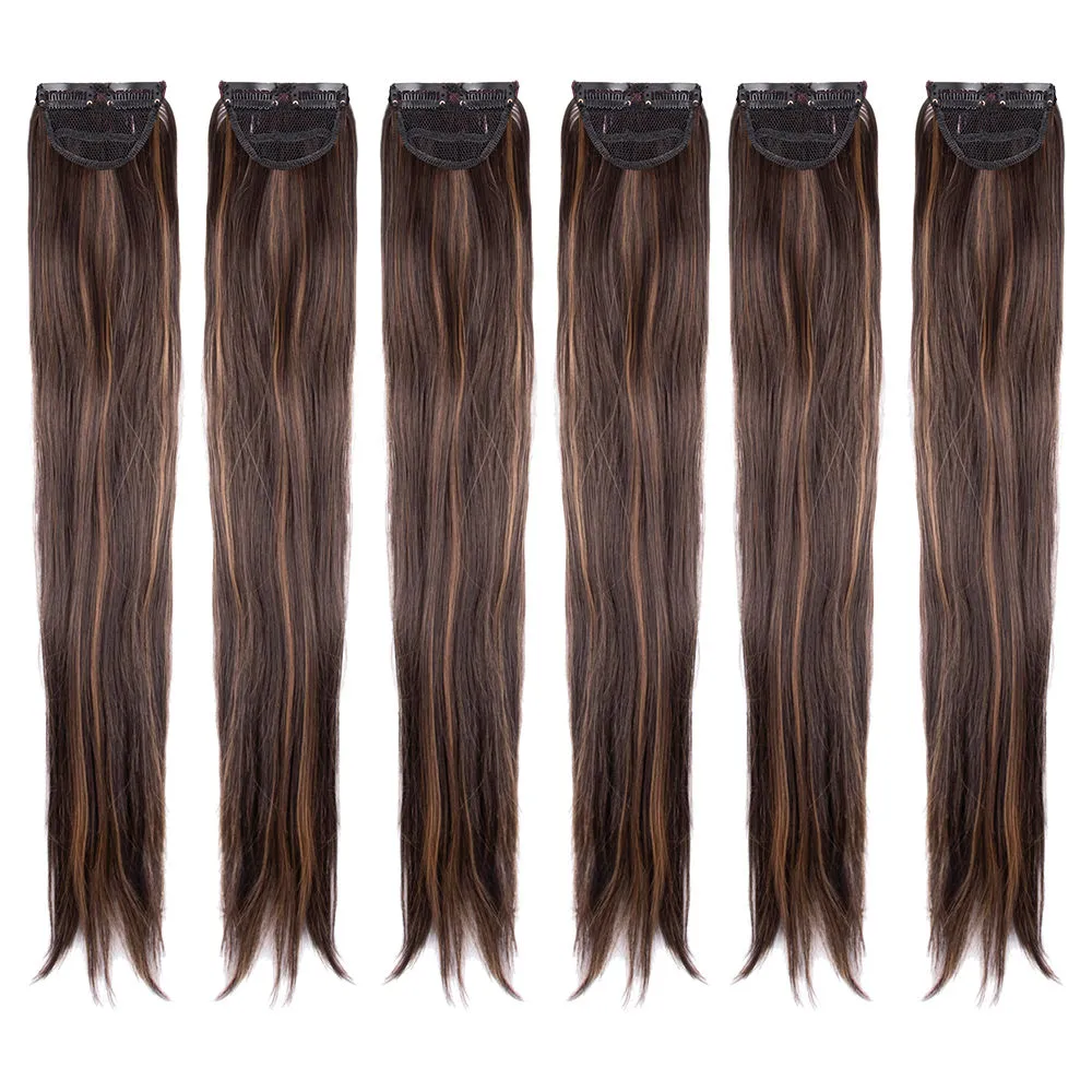 Streak Street Clip-in 24 Straight Mix-brown Side Patches (6pcs Set)