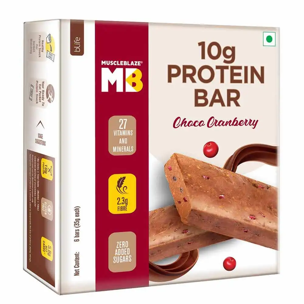 MuscleBlaze Mini-Protein Bar (10g Protein) OP,  6 bar(s)  Choco Cranberry