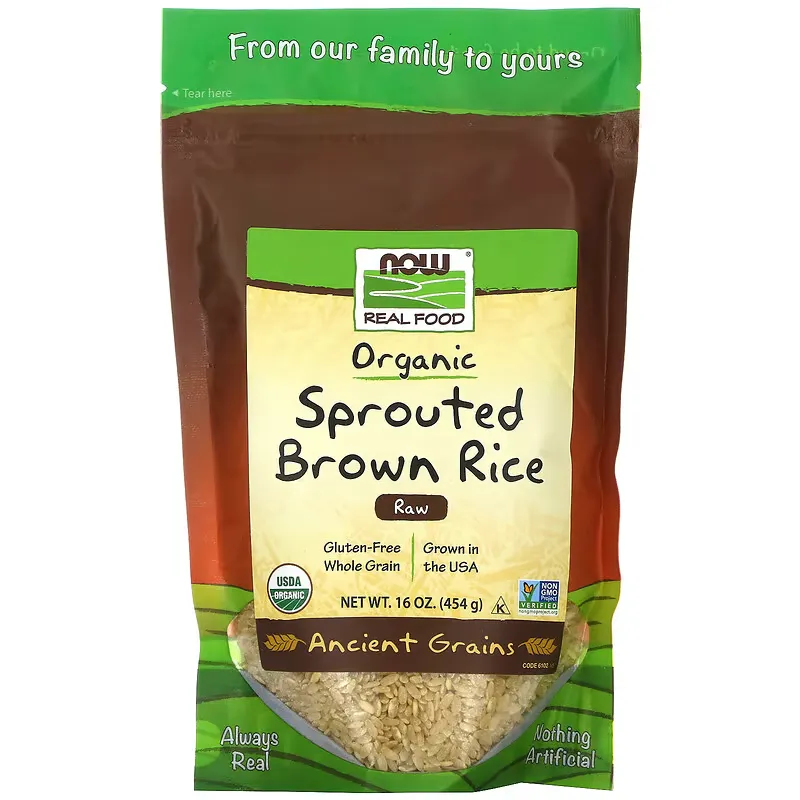 Real Food, Organic Sprouted Brown Rice, Raw, 16 oz (454 g)