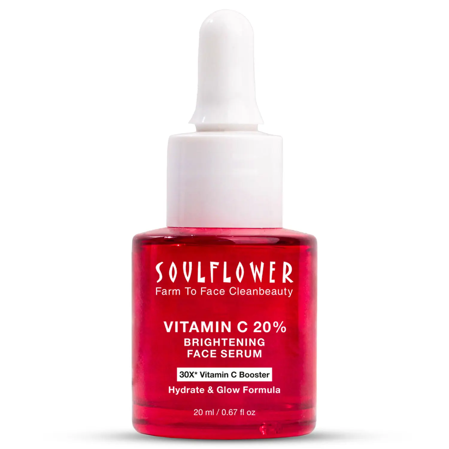 Soulflower 20% Vitamin C Face Serum With Vitamin E, Kakadu Plum, Lemon For Glowing Skin, Reduces Dark Spots, Pigmentation & Dull Skin |30X* Vitamin C Booster Hydrate & Glow Formula | 20ml