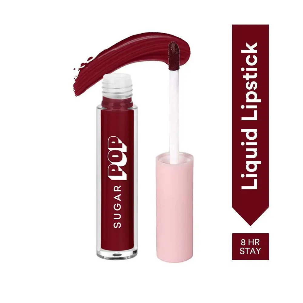 SUGAR POP Liquid Lipstick - 01 Burgundy (Plum Red) – 2.5 ml – Velvet Matte Texture, Non-drying Formula, Transfer Proof, Long Lasting, Rich Hydrating Pigment l All Day Wear Lipstick for Women