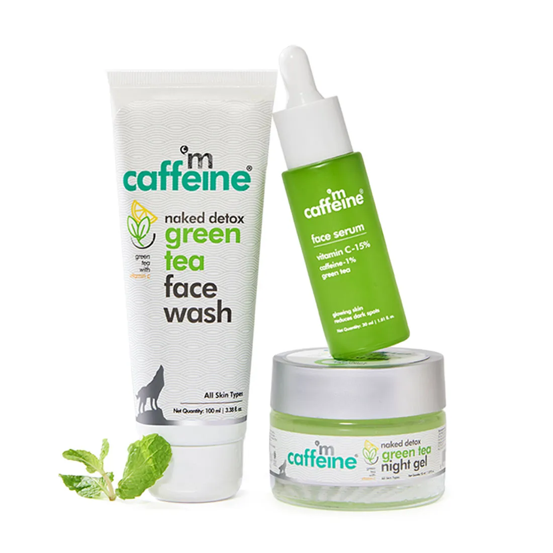 MCaffeine Green Tea & Vitamin C Healthy Glow PM Routine | Cleanses, Reduces Dark Spots & Moisturizes