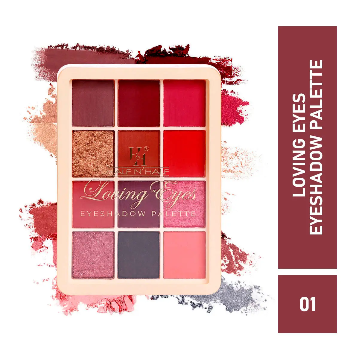 Half N Half 12Colors Loving Eyeshadow Palette, Flawless Shades, Waterproof Durable Highly Pigmented Eye Makeup Set Gift for Women, Waterproof Long Lasting Easy To Blendable, Multiclolur-01 (9.5g)