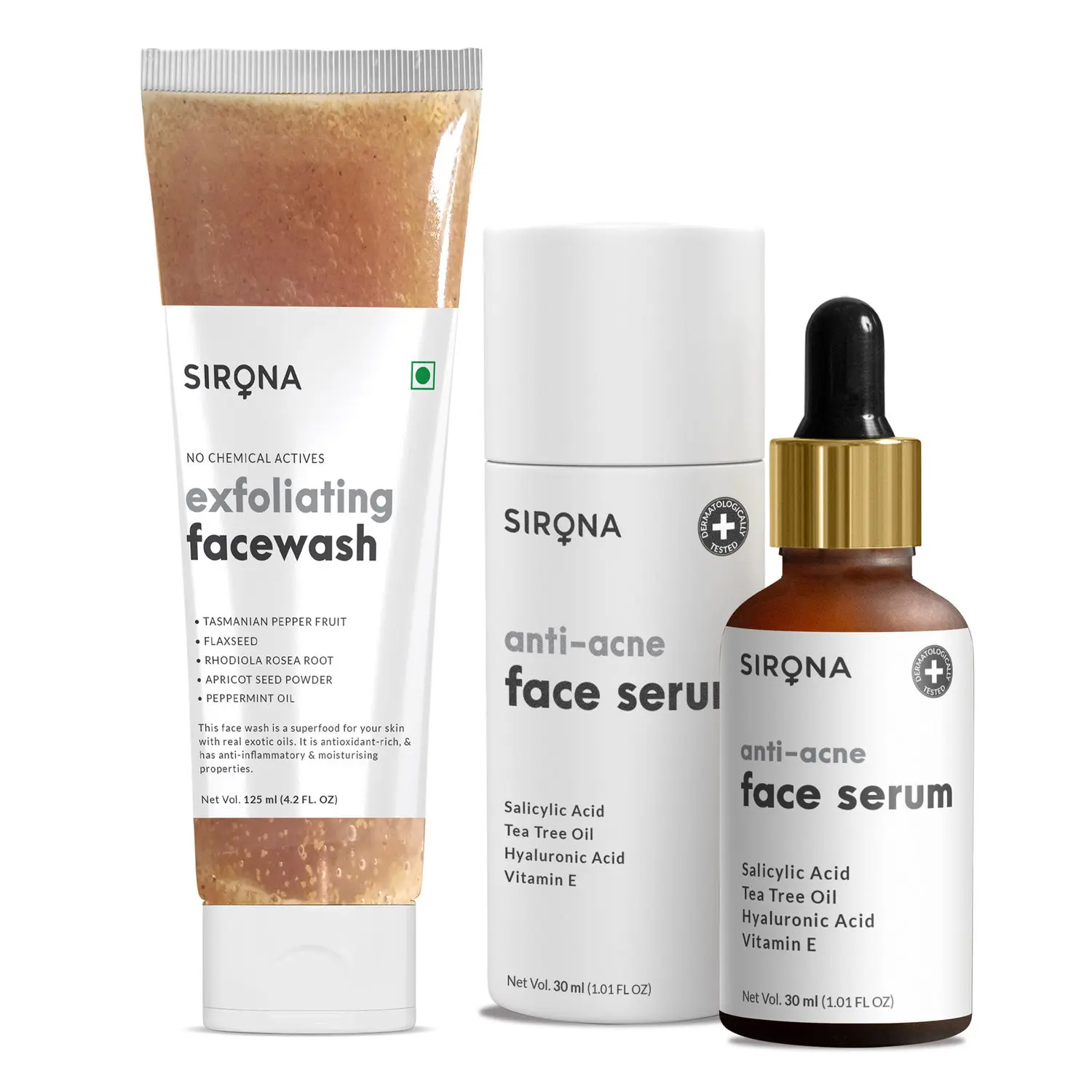 Sirona Exfoliating Face Wash with Anti-Acne Face Serum