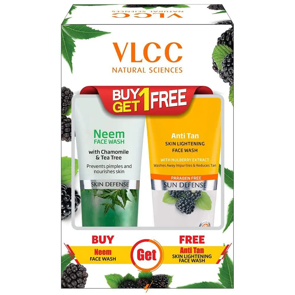 VLCC Neem Face Wash + Anti Tan Skin Lightening Face Wash (B1G1) (Each 150 ml)