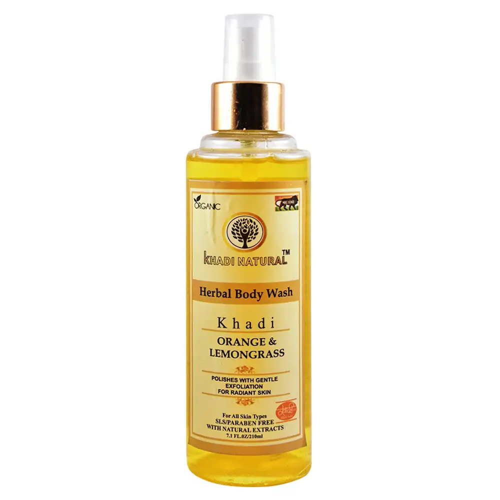 Khadi Natural Herbal Body Wash,  210 ml  Orange & Lemongrass