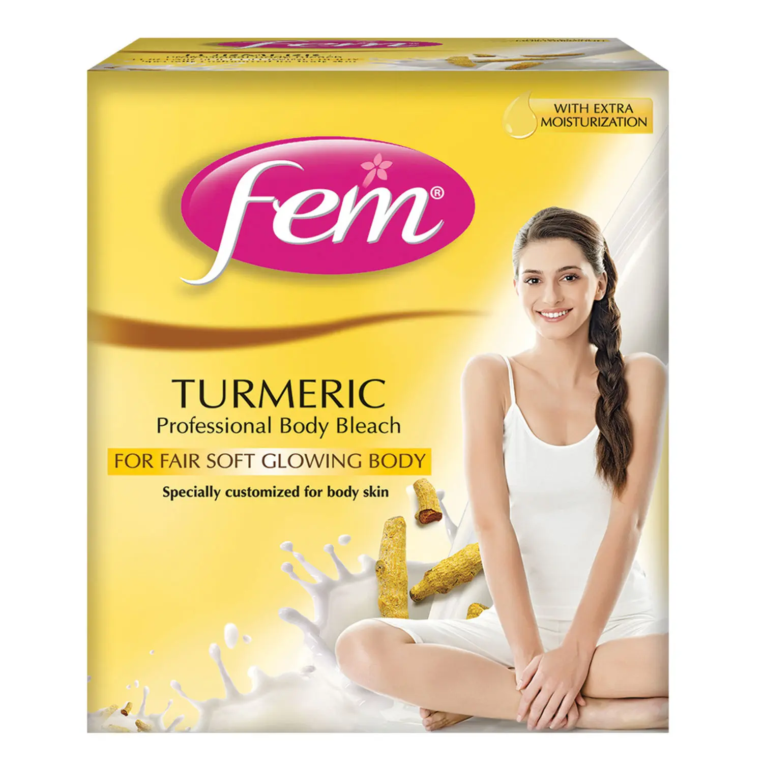 Fem Turmeric Professional Body Bleach - 1Kg | For Fair Soft Glowing Body | Specially customised for Body Skin | Goodness of Turmeric Extract | For All Skin Types | Instant & Long Lasting Results